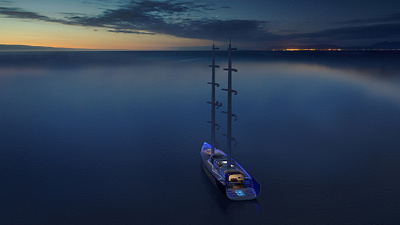 Arctic 85m S/Y 3d boat design ocean sea sunset yacht