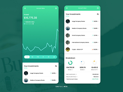 Daily UI 018 acorns bitcoin dailyui design figma icon investment product design ui ux uxui vector