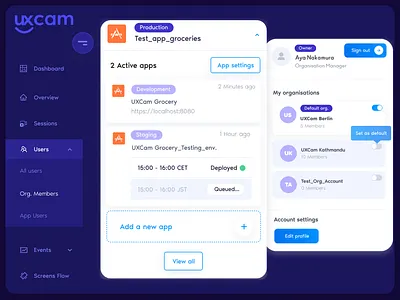 UXCam App Management Modules components dashboard ui design interface design ui ui components ui modules uidesign
