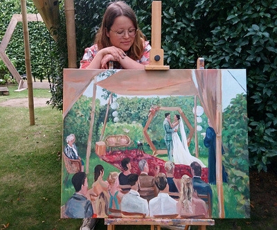 Me with a live wedding painting acrylic paint bride groom live painting marriage painting romantic wedding wedding couple wedding painting