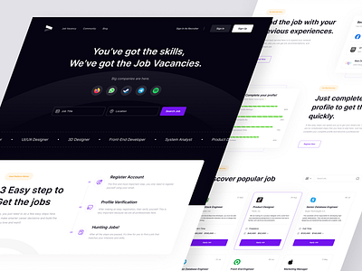 Job Search Landing Page career design system employment hiring hiring platform job job board job finder job listing job portal job search landing page product design recruitment ui uiux ux website work finder