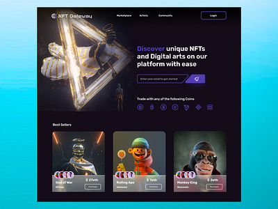 NFT Gateway Website artist coins design digital art marketplace nft nft gateway nft world nfts ui ui design uiux web web design web ui website