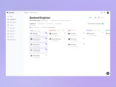Remotely — Product Design animation career growth digital product digital products for developers hiring light interface navigation new product remote work remotely simplicity usability startup talent ui user experience design user interface ux ui web application z1