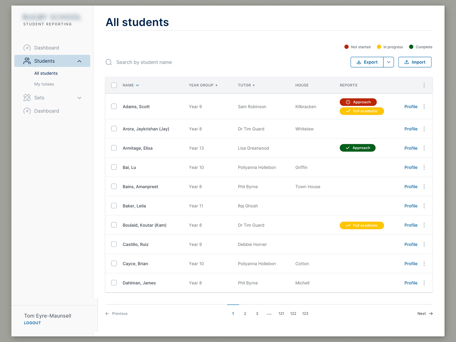 UI design of student management page by Jump24 on Dribbble