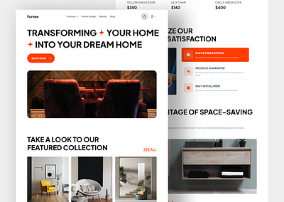 Furnee - Furniture Shop Landing Page clean design ecommerce furniture furniture app furniture design furniture landing page furniture shop furniture store furniture website interior landing page marketplace marketplace website minimalism minimalist office furniture shopify store web design website design