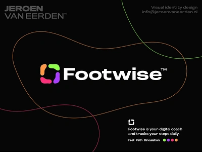 Footwise - Logo Design 👣 activities app application branding circulate creative logo energetic feet fit foot fysio improve lifestyle logo progress round smart walk wise