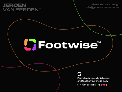 Footwise - Logo Design 👣 activities app application branding circulate creative logo energetic feet fit foot fysio improve lifestyle logo progress round smart walk wise