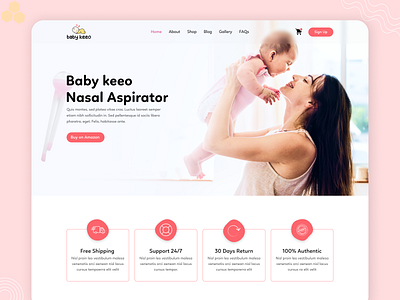 Baby Product Landing page desktop design landing page light theme design pink color design radial code radialcode ui ux design web design