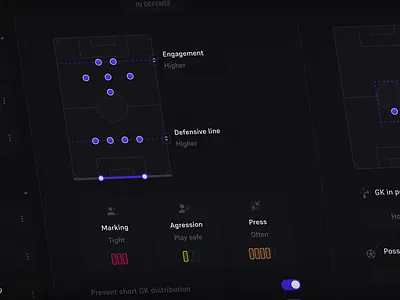 Football Manager - Tactic Screen redesign • Case Study app case study clean ui colorful concept dark dark theme dark ui design desktop football game game design gaming redesign soccer ui user interface user interface ux