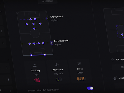 Football Manager - Tactic Screen redesign • Case Study app case study clean ui colorful concept dark dark theme dark ui design desktop football game game design gaming redesign soccer ui user interface user interface ux