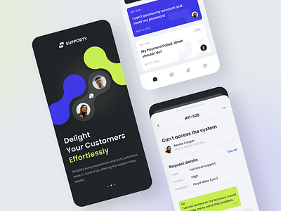 Supporty - Customer Support Mobile App app design app screen design application application design customer support ios app design mobile app mobile app design mobile apps mobile interface product design saas software software as a service ui uiux ux