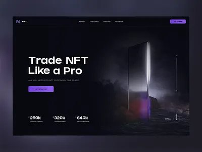 NFT Landing bitcoin blockchain crypto crypto art dark eth gradient landing marketplace nft page token trading website
