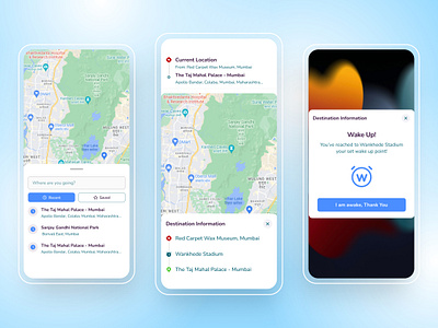 Wake Me Up -Train Alarm App alarm app app design gps location product design system trainalarmsystem ui uiux ux