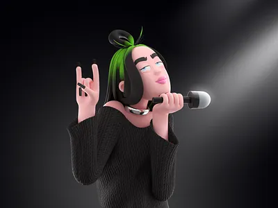 Billie Eilish 3D Art 3d 3d art 3d character 3d design 3d illustration art billie eilish character character illustration design graphic design illustration illustration art illustrator man character modeling render shakuro
