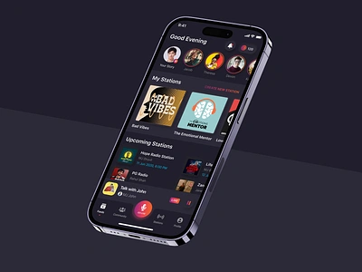 Radio App broadcasting community ios jockey live mobile app music platform radio show station stories ui