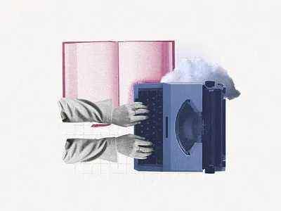 Blank book - noodle banking collage digital collage graphic design retro typing