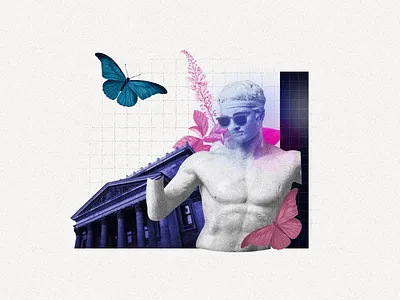 Change and grow - noodle baking collage digital collage graphic design retro