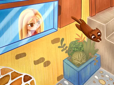 fragment of an illustration for a children's book 2d art artist artwork book cartoon cat character character design cute digital digital art draw drawing girl illustration illustrations kids painting procreate