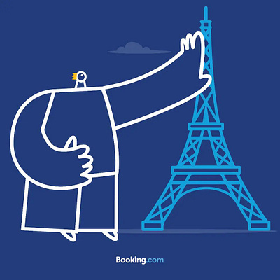 Booking.com branding character design digital painting eyfel fiancé illustration illustrator logo procreat travel vector