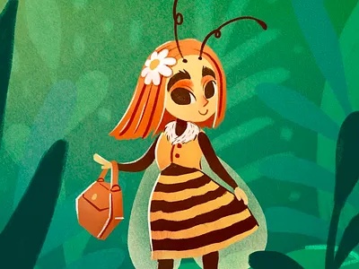 fragment of children's illustration 2d animal art artist artwork bee book cartoon character character design characterdesign cute digital digital art draw drawing girl graphic illustration kids