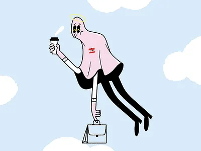 Don't waste your life in a shitty job branding burnout character design funny ghost halloween illustration job life office