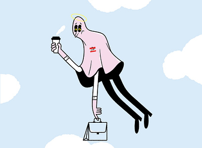 Don't waste your life in a shitty job branding burnout character design funny ghost halloween illustration job life office