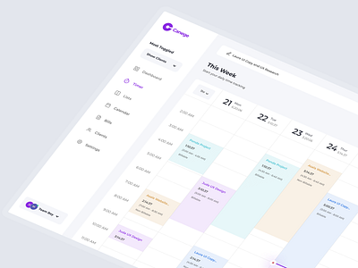 Canege Web App dashboard design ui ux