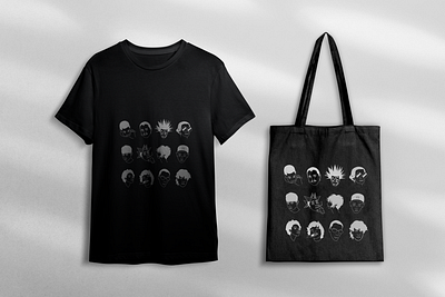 Faces art bag character creative desgin design digital drawing face faces illustration shirt style t shirt tote tote bag vector
