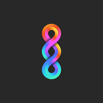 Endless shape 3d logo design emblem endless shape geometric shape gradient logo illustration infinite infinite logo infinity infinity logo infinity shape logo design loops mystic shape rainbow gradient vector