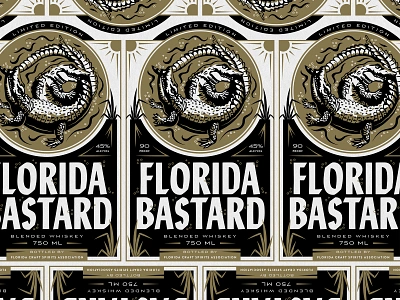 The Florida Bastard alcohol alligator branding florida gator illustration label label design liquor