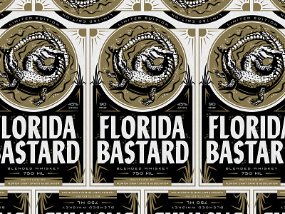 The Florida Bastard alcohol alligator branding florida gator illustration label label design liquor