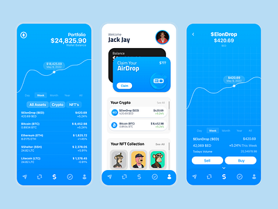 Crypto Wallet - Main screens adobe xd app design figma graphic design product design ui ux web 3