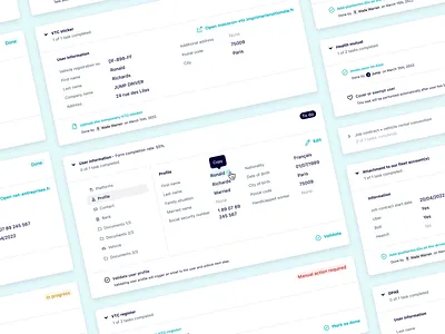 Onboarding drivers on Back-Office 👋 app back office card collapse components design fintech hrtech interface jump minimal navigation onboarding product ui ux