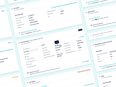 Onboarding drivers on Back-Office 👋 app back office card collapse components design fintech hrtech interface jump minimal navigation onboarding product ui ux