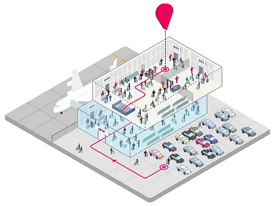 Isometric Airport - Indoor map journey airport customer journey design illustration indoor map isometric terminal