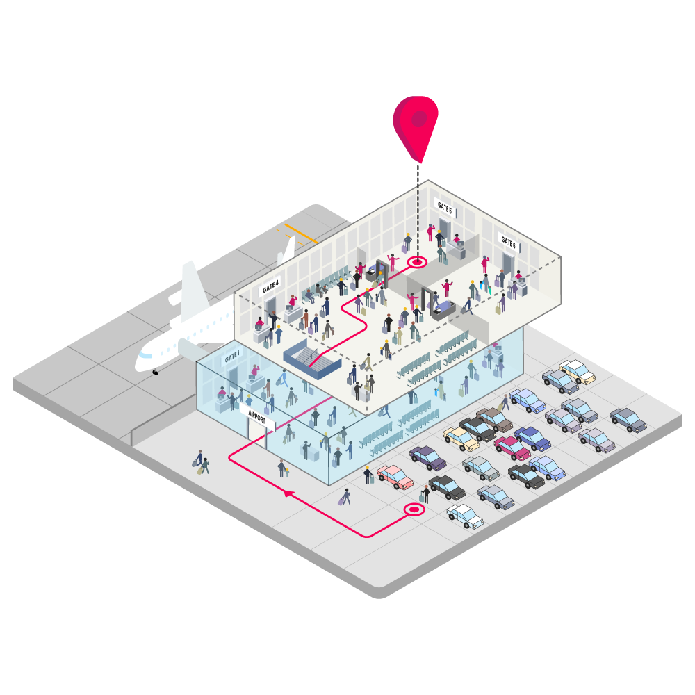 Example of Isometric Airport - Indoor map journey