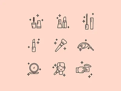 Icon outline set Make Over Beauty abstraction animation design graphic design icon cosmetic illustration line icon outline icon simple icon ui ux vector vectors