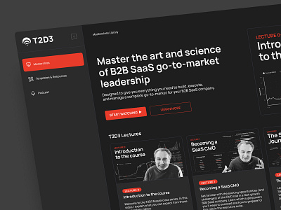 T2D3 App b2b branding dashboard design figma kalungi marketing masterclass product t2d3 ux website