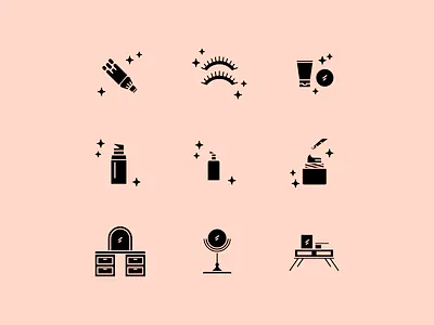Icon glyph set Make Over Beauty abstraction black black icon design glyph icon graphic design icon cosmetic illustration solid icon ui vector vectors