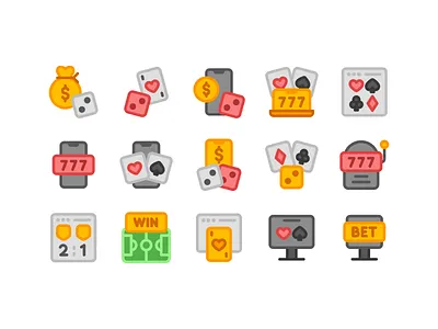 Online Bet and Gambling Icon Pack betting cards casino football gambling game icon pack icon set icons online bet slots soccer sports