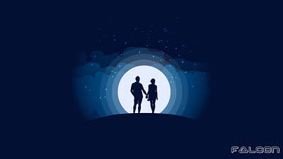 Couple in the moonlight design digital art illustration vector