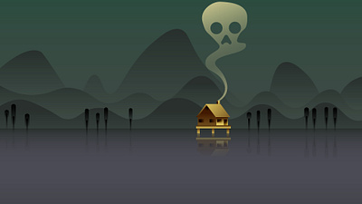 Spooky Swamp House Illustration digital art illustration vector