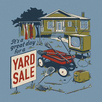 Southern Lacrosse — Yard Sale apparel design house illustration illustration lacrosse merch design red wagon retro television texture toaster vintage yard sale