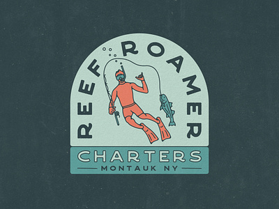 Reef Roamer Charters Branding (Unused Concept), 2022 badge boat brand identity branding design fish fishing illustration long island montauk new york outdoors reef retro snorkel swim