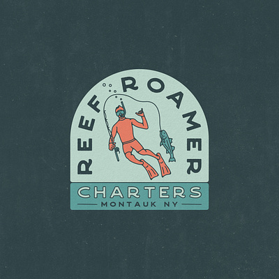 Reef Roamer Charters Branding (Unused Concept), 2022 badge boat brand identity branding design fish fishing illustration long island montauk new york outdoors reef retro snorkel swim