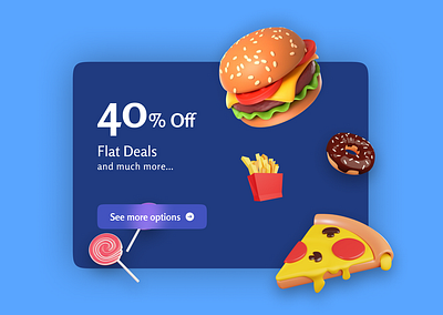 Advertisement (Daily UI - 098) 3d advertisement blur burger dailyui dailyuichallenge design donuts figma food fries pizza sale ui