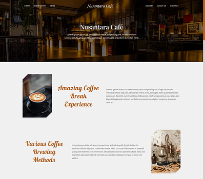 Nusantara Cafe Website Concept branding cafe design illustration ui web design