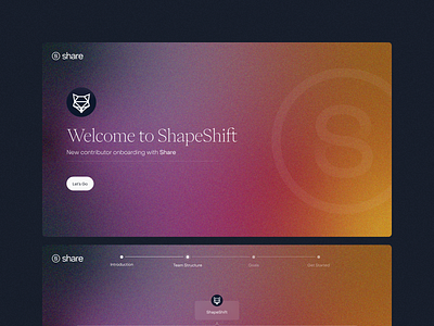 Share — Onboarding branding contributors dao design freelancing gradient onboarding platform team structure uxui web3