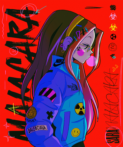 Saramalacara abstract anime design illustration ipad pro poster texture