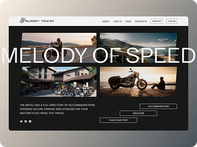 GLOOMY TOWER motorbikers motel concept design design gloomy tower graphic design hotel illustration logo motel motorbikers motorcyclist ui ux vector web design